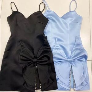 New Baby Blue Bow Rhinestone Dress